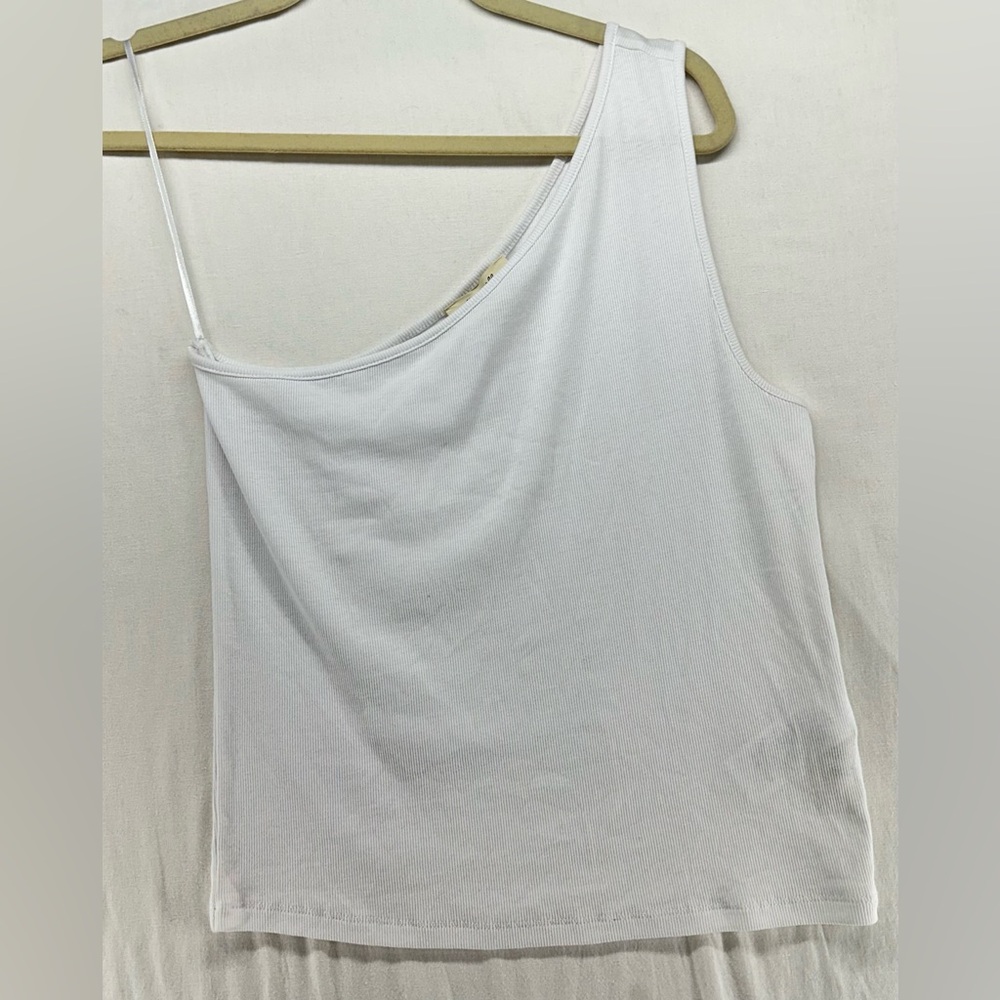 Madewell Supima Rib One-Shoulder Tank Top White Womens Size XL